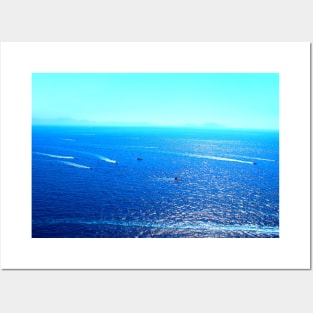 View at the Tyrrhenian Sea and boats from Isola di Procida Posters and Art